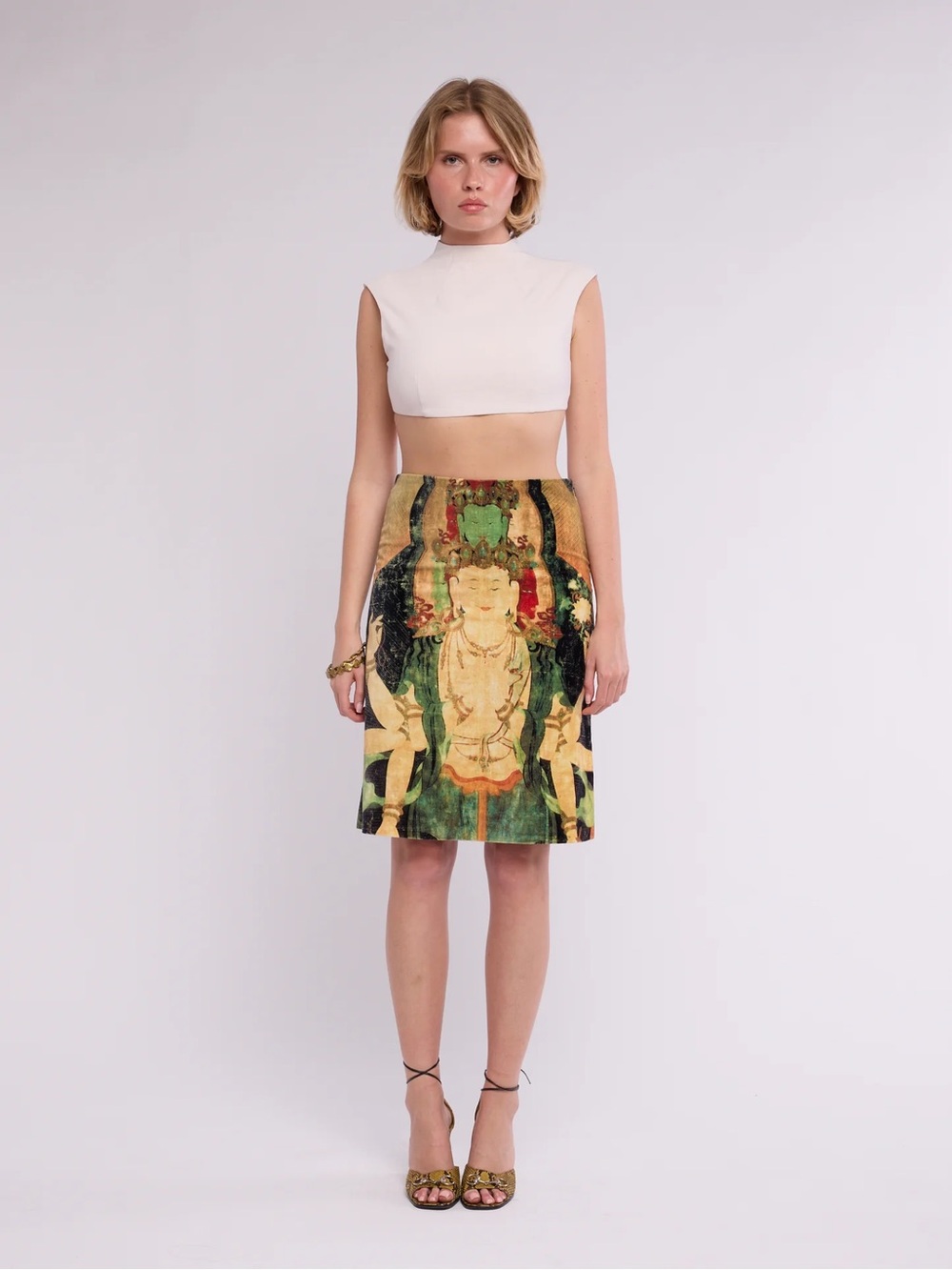 Vintage 90s Vivienne Tam velvet Buddha skirt - Picture 2 of 7